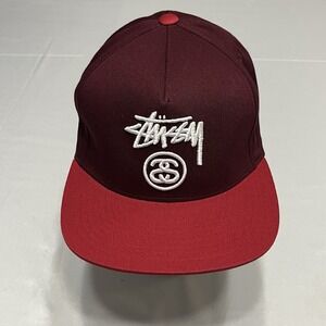 Stüssy Big Stock Point Crown Cap  Snapback Hat Maroon OSFA
